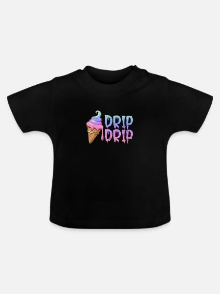 Eiscreme - Baby Bio-T-Shirt mit Rundhals - Schwarz