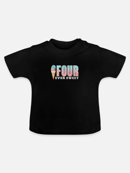 Eiscreme - Baby Bio-T-Shirt mit Rundhals - Schwarz