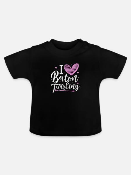 Baton Twirling - Baby Bio-T-Shirt mit Rundhals - Schwarz
