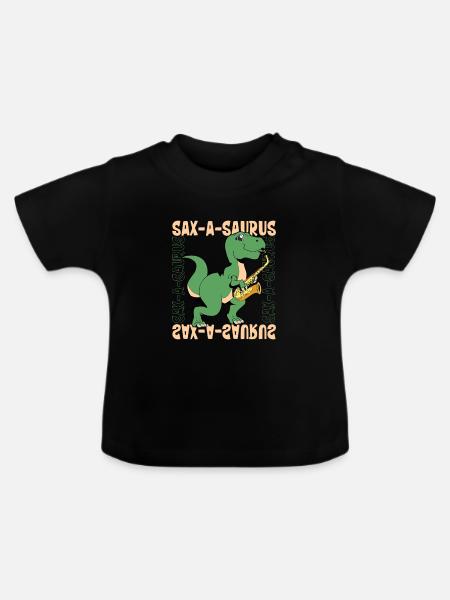 Sax-A-Saurus - TREX am Saxophon - Baby Bio-T-Shirt mit Rundhals - Schwarz