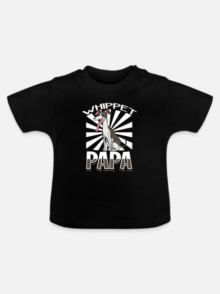 Whippet Papa - Whippet - Baby Bio-T-Shirt mit Rundhals - Schwarz