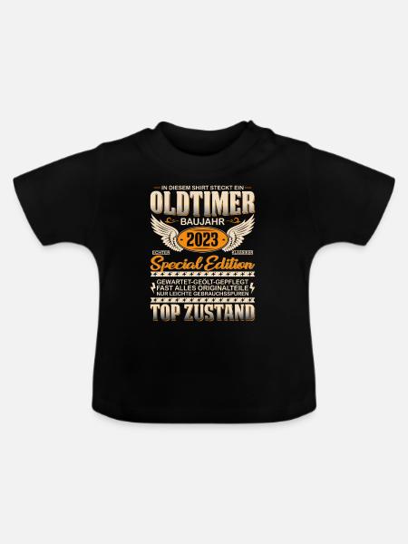 Einzigartiger Oldtimer 2023 - Baby Bio-T-Shirt mit Rundhals - Schwarz