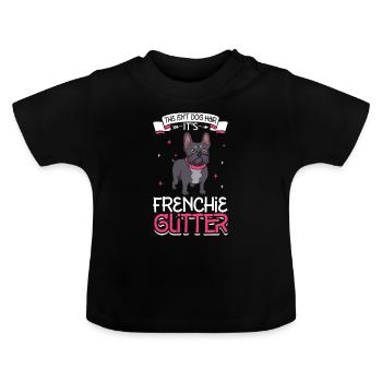 Frenchie Paillettes - T-shirt bio col rond Bébé - noir - Devant