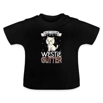 Westie Paillettes - T-shirt bio col rond Bébé - noir - Devant