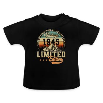 79. Geburtstag Vintage Geburtstagsfeier 1945 - Baby Bio-T-Shirt mit Rundhals - Schwarz - Vorne