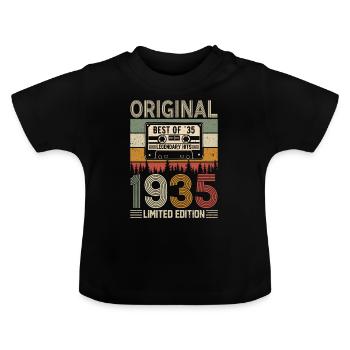 Jahrgang 1935 Geburtstag - Baby Bio-T-Shirt mit Rundhals - Schwarz - Vorne