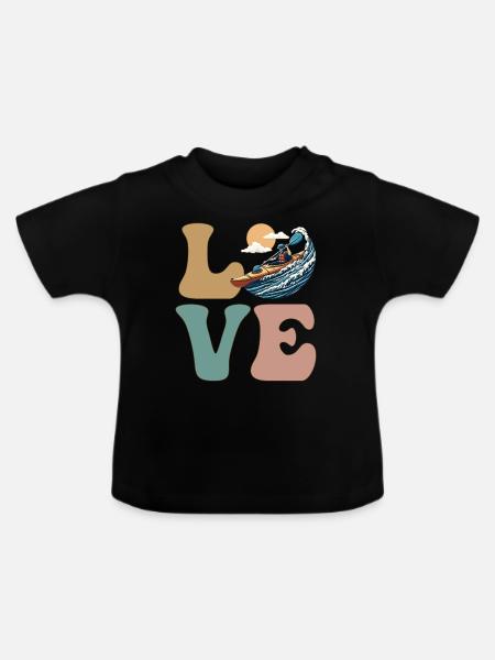 Kajak Kajakfahrer - Baby Bio-T-Shirt mit Rundhals - Schwarz