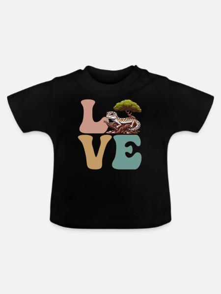 Leopardgecko Eidechse Reptil - Baby Bio-T-Shirt mit Rundhals - Schwarz
