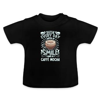 Souriez avec le caffè moka - T-shirt bio col rond Bébé - noir - Devant