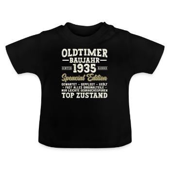 Vintage Geburtstag 1935 - 89 Jahre - Baby Bio-T-Shirt mit Rundhals - Schwarz - Vorne