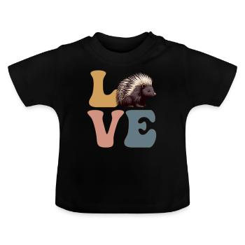 Porcupine Spine Animal - Baby Organic T-Shirt with Round Neck - black - Front
