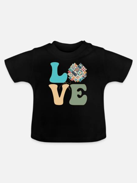 Quilten Quilter Nähen Stricken - Baby Bio-T-Shirt mit Rundhals - Schwarz