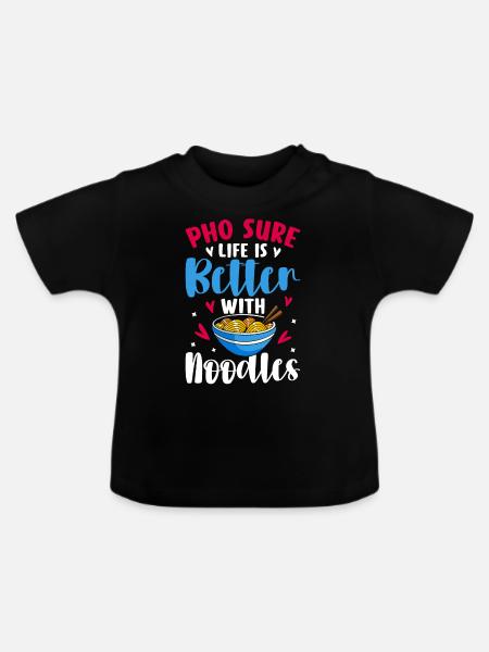 Vietnamesische Nudelsuppe - Baby Bio-T-Shirt mit Rundhals - Schwarz