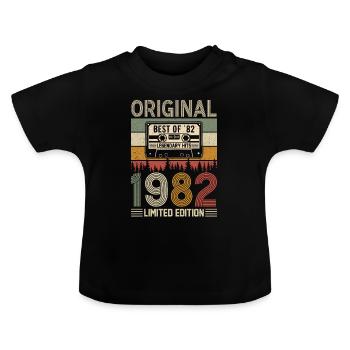 1982 42 ans de légende - T-shirt bio col rond Bébé - noir - Devant