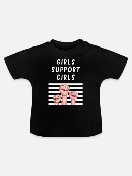 Mädchen unterstützen Mädchen - Baby Bio-T-Shirt mit Rundhals - Schwarz