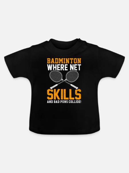Badminton Spieler - Baby Bio-T-Shirt mit Rundhals - Schwarz