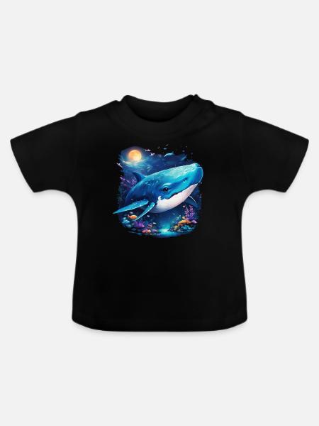 Blauwal - Baby Bio-T-Shirt mit Rundhals - Schwarz