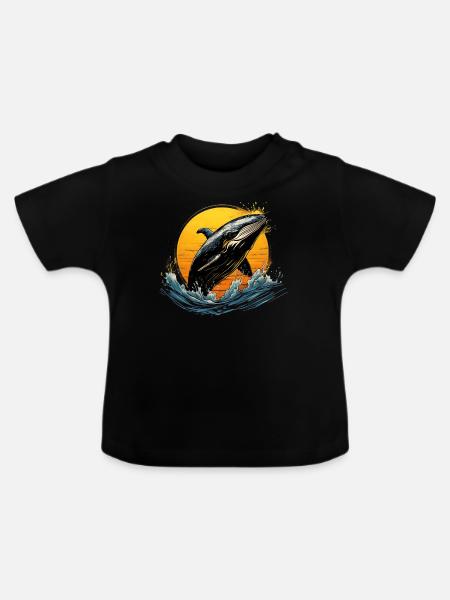 Blauwal - Baby Bio-T-Shirt mit Rundhals - Schwarz