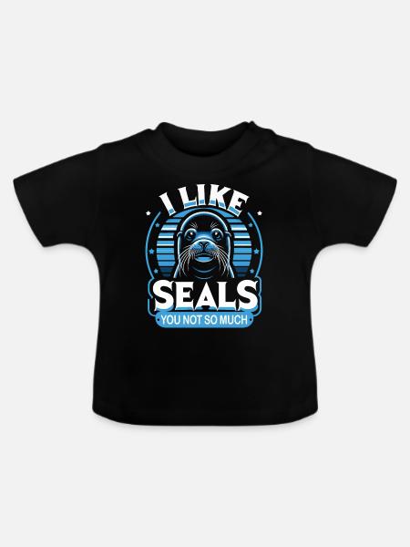 Robbe Robben Tier Seelöwe - Baby Bio-T-Shirt mit Rundhals - Schwarz