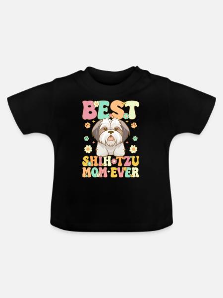 Groovy Hundeliebhaberin - Baby Bio-T-Shirt mit Rundhals - Schwarz