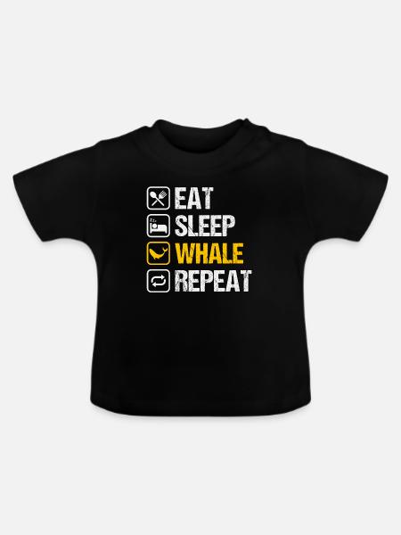 Essen Schlaf Wal Wiederholung - Baby Bio-T-Shirt mit Rundhals - Schwarz