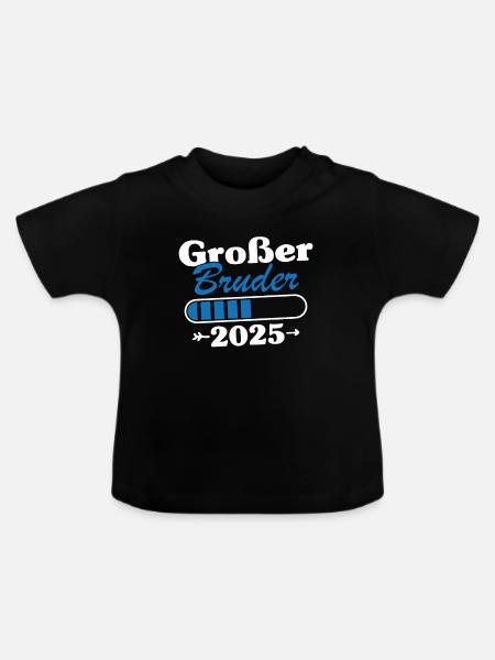 Großer Bruder Loading 2025 - Baby Bio-T-Shirt mit Rundhals - Schwarz