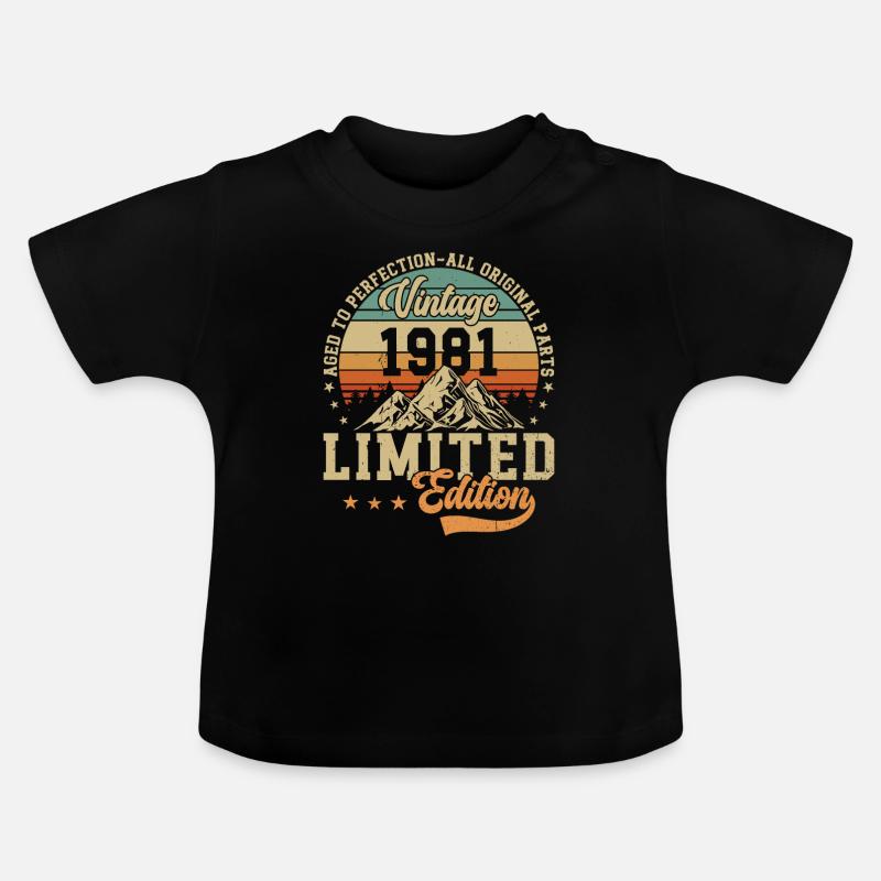 Vintage Legend 1981 - cadeau d’anniversaire rétro - T-shirt bio col rond Bébé - noir