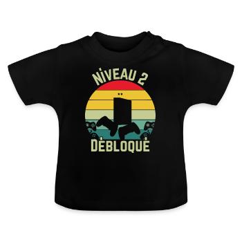 Level 2 Unlocked - Baby Organic T-Shirt with Round Neck - black - Front