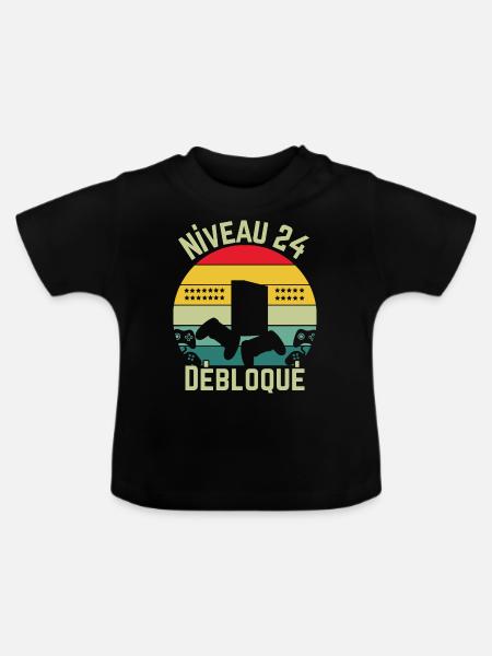 Stufe 24 freigeschaltet - Baby Bio-T-Shirt mit Rundhals - Schwarz