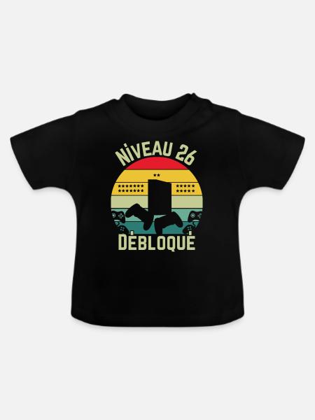 Stufe 26 freigeschaltet - Baby Bio-T-Shirt mit Rundhals - Schwarz