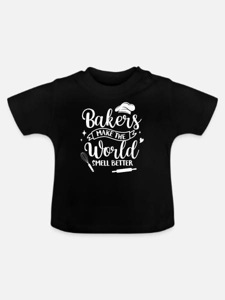 Bäcker Bäckerein Backwaren Backen Geschenk - Baby Bio-T-Shirt mit Rundhals - Schwarz