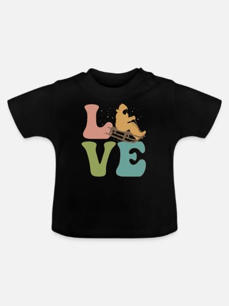 LOVE Schlittenfahrt Schlitten - Baby Bio-T-Shirt mit Rundhals - Schwarz