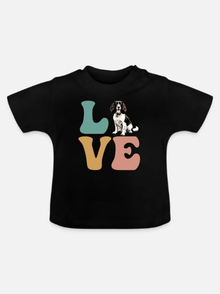 LIEBE Springer Spaniel Hund - Baby Bio-T-Shirt mit Rundhals - Schwarz