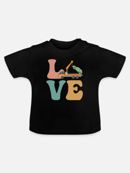 LOVE Abschleppwagenfahrer Abschleppdienst Abschlep - Baby Bio-T-Shirt mit Rundhals - Schwarz