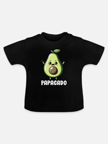Avocado Guacamole Vegan Geschenk - Baby Bio-T-Shirt mit Rundhals - Schwarz