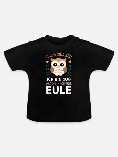 Nachteule Eule Eulen Vogel - Baby Bio-T-Shirt mit Rundhals - Schwarz