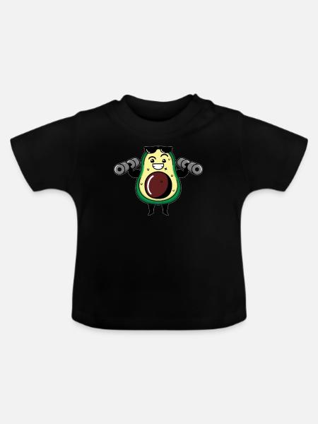 Avocado Guacamole Vegan Geschenk - Baby Bio-T-Shirt mit Rundhals - Schwarz