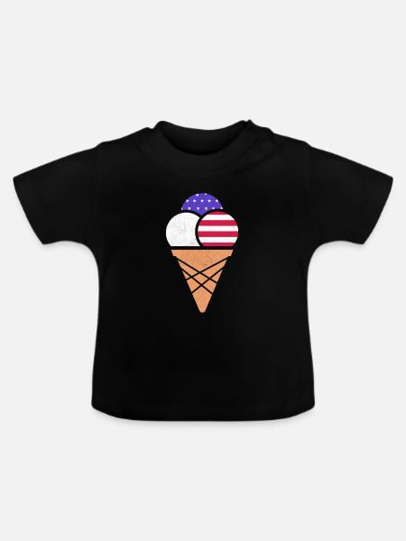 Eiscreme - Baby Bio-T-Shirt mit Rundhals - Schwarz