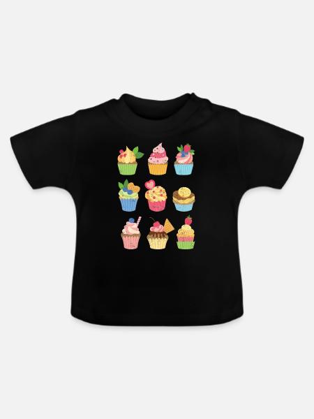 Cupcake - Baby Bio-T-Shirt mit Rundhals - Schwarz