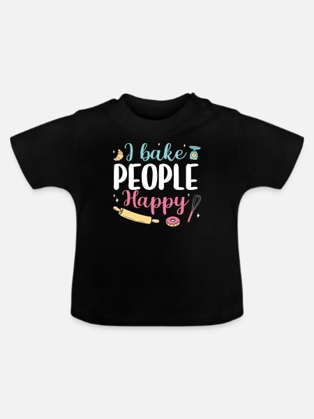 Bäcker Bäckerein Backwaren Backen Geschenk - Baby Bio-T-Shirt mit Rundhals - Schwarz