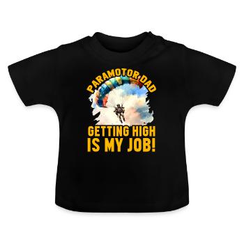 Papa paramoteur se défoncer est mon travail - T-shirt bio col rond Bébé - noir - Devant