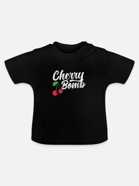 Kirsche - Baby Bio-T-Shirt mit Rundhals - Schwarz