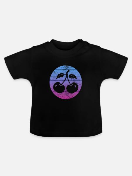 Kirsche - Baby Bio-T-Shirt mit Rundhals - Schwarz