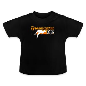 Funny Kangaroo Tyrannosaurus Deer Illustration - Baby Organic T-Shirt with Round Neck - black - Front
