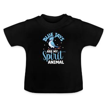 Lieblingstier - Blauhäher - Baby Bio-T-Shirt mit Rundhals - Schwarz - Vorne