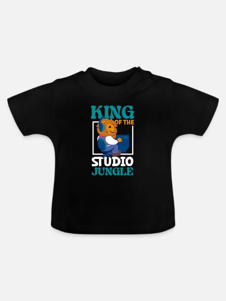 Löwe am Mischpult - Tontechnik - Baby Bio-T-Shirt mit Rundhals - Schwarz