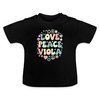 Viola Viola Violist Retro Love - Baby Organic T-Shirt with Round Neck - black - Front