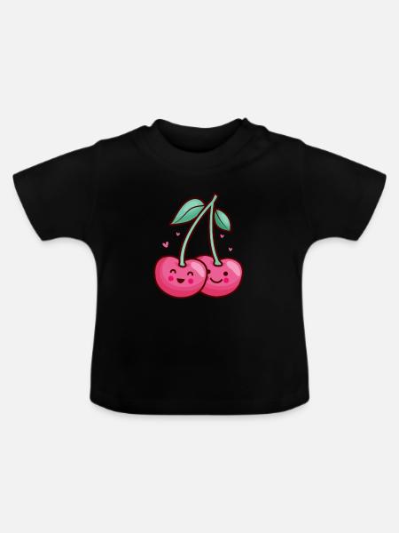 Kirsche Kirschbaum Kirschblüte Frucht Geschenk - Baby Bio-T-Shirt mit Rundhals - Schwarz