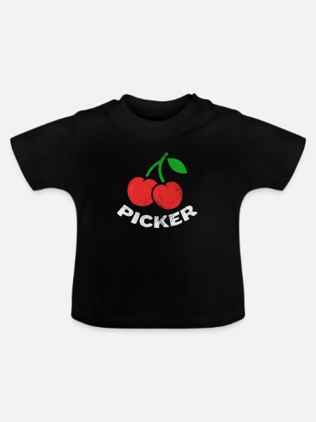 Kirsche - Baby Bio-T-Shirt mit Rundhals - Schwarz