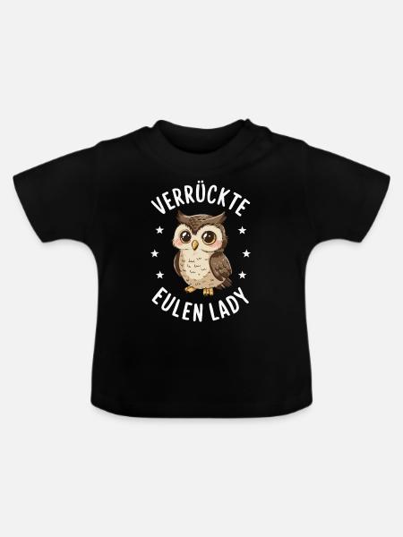 Nachteule Eule Eulen Vogel - Baby Bio-T-Shirt mit Rundhals - Schwarz